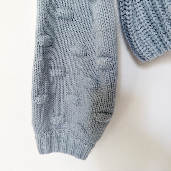 Jessica Simpson Pale Blue Pom Pom Style Bell Sleeves Sweater Crewneck — Size L - Picture 3 of 8